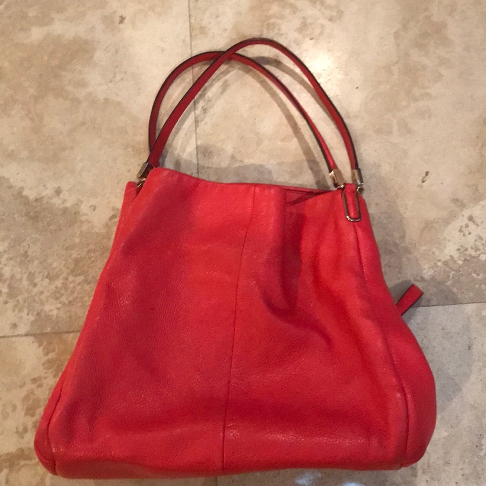 Coral coach hang bag